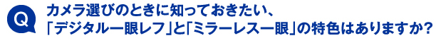 カメラ選びのときに知っておきたい、「デジタル一眼レフ」と「ミラーレス一眼」の特色はありますか?