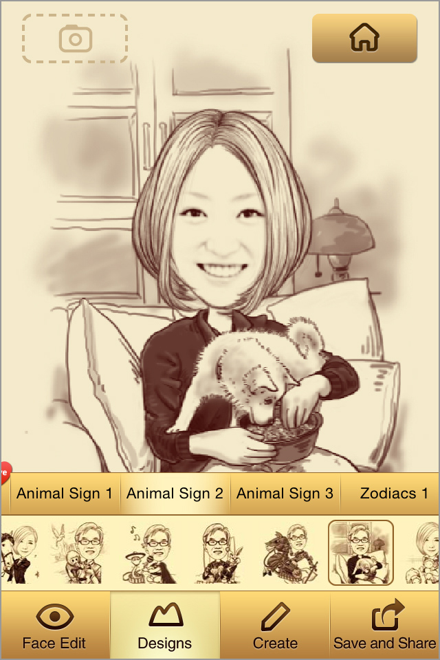顔写真の目・鼻・口がイラスト化されました!