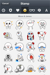 「LINE」でおなじみのスタンプも使える!
